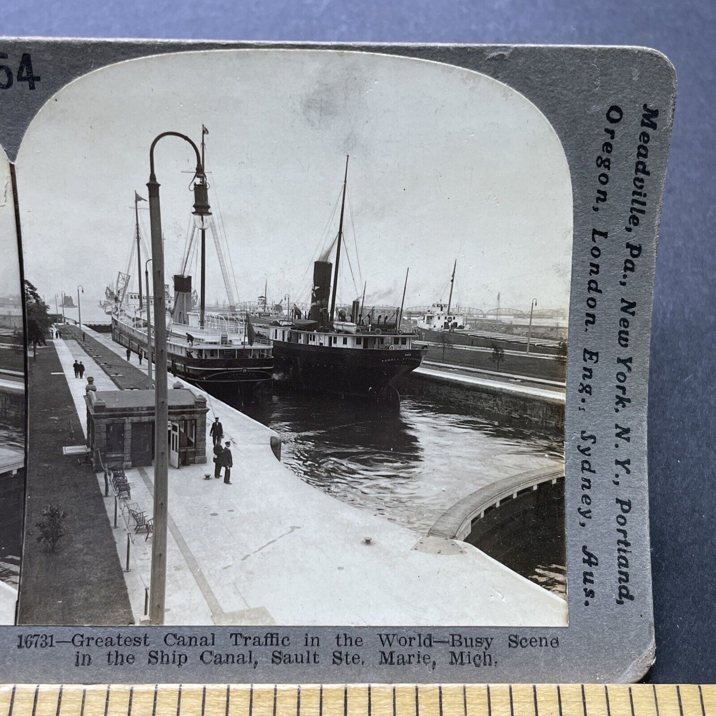 Antique 1916 Powell Stackhouse Freighter Ship Panama Stereoview Photo Card P2449