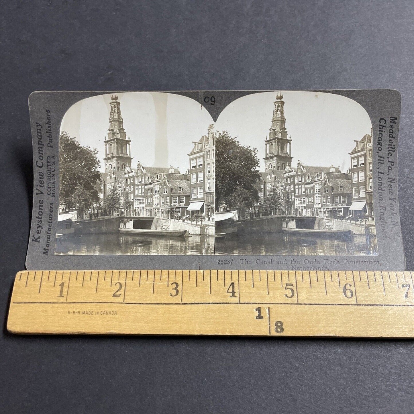 Antique 1910s Main Street In Amsterdam Netherlands Stereoview Photo Card P5136