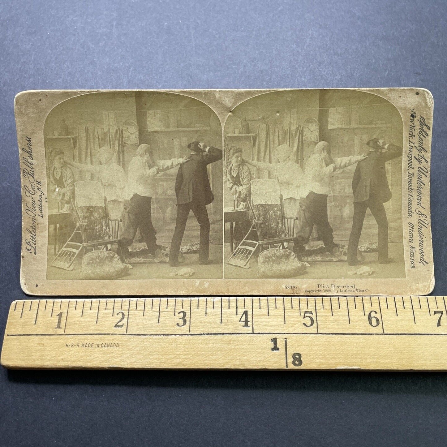 Antique 1888 Lovers Interrupted By Parents Stereoview Photo Card P2420