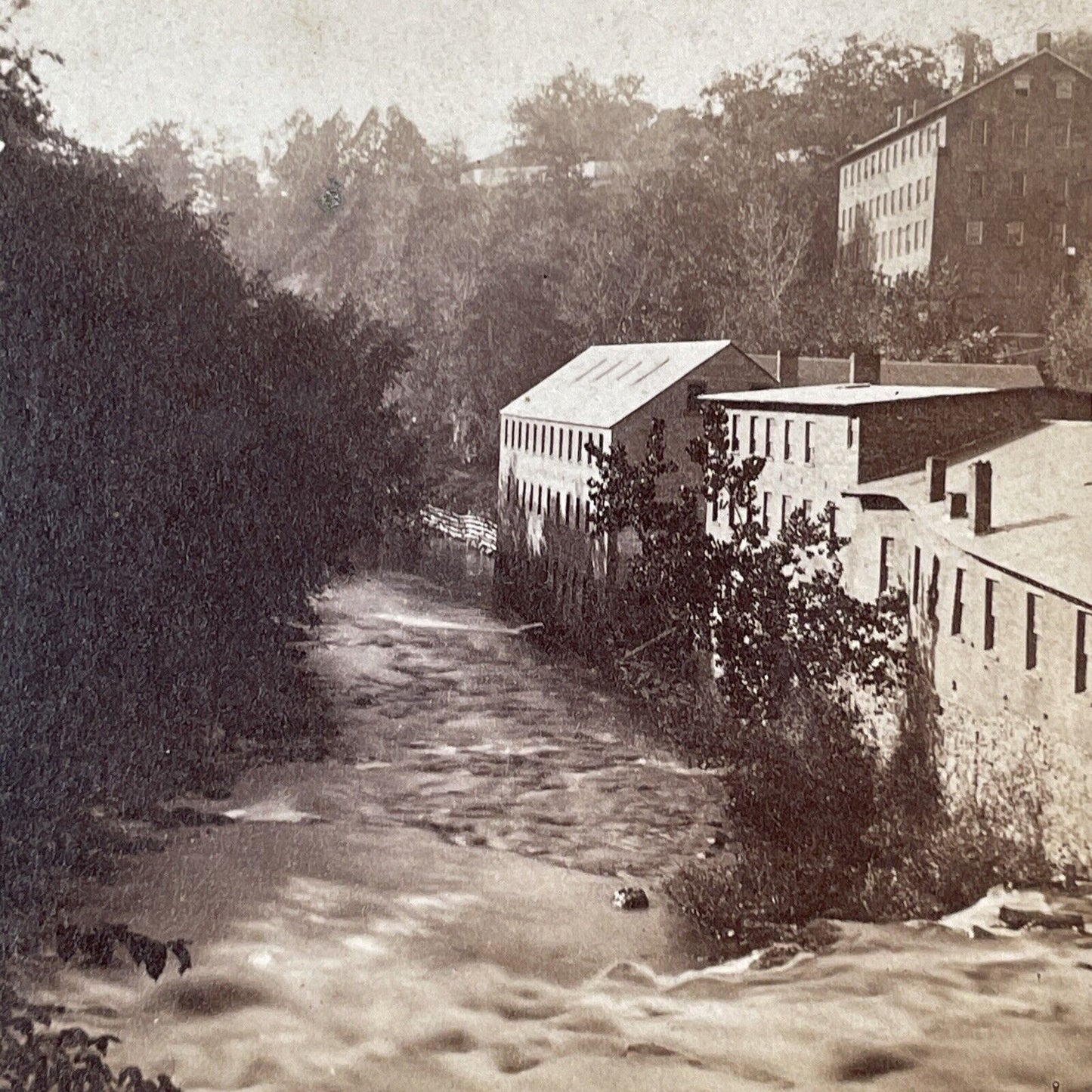 Poestenkill Creek Troy New York Stereoview River Mills Antique c1872 X1918