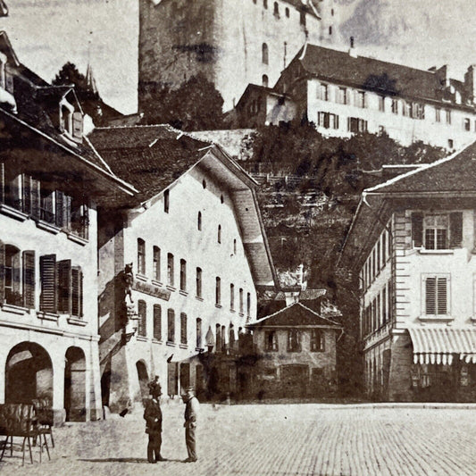 Antique 1870s Thun Switzerland City Center Swiss Stereoview Photo Card P4232