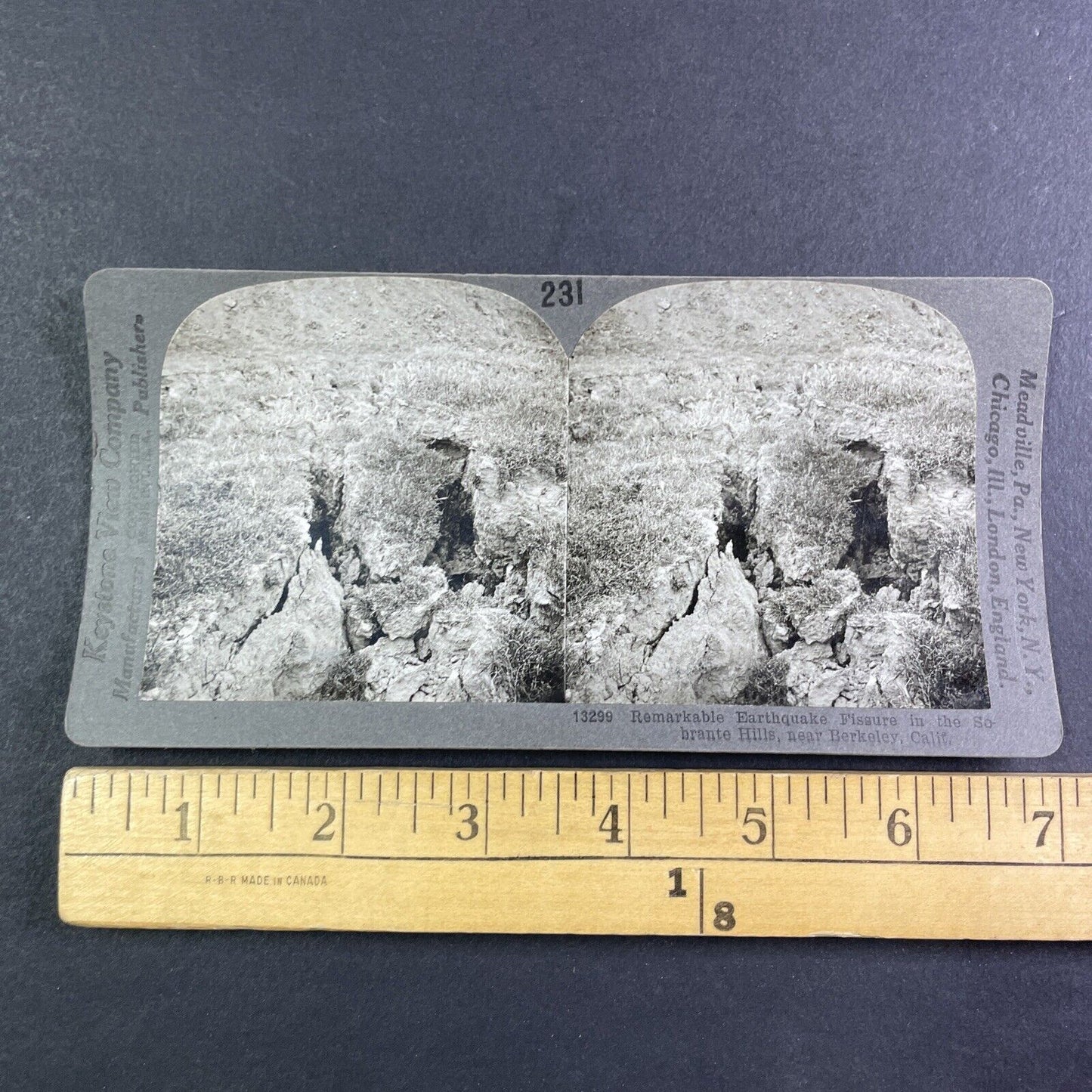 Earthquake Fissure Sobrante Hills Stereoview Berkeley California c1909 Y2755