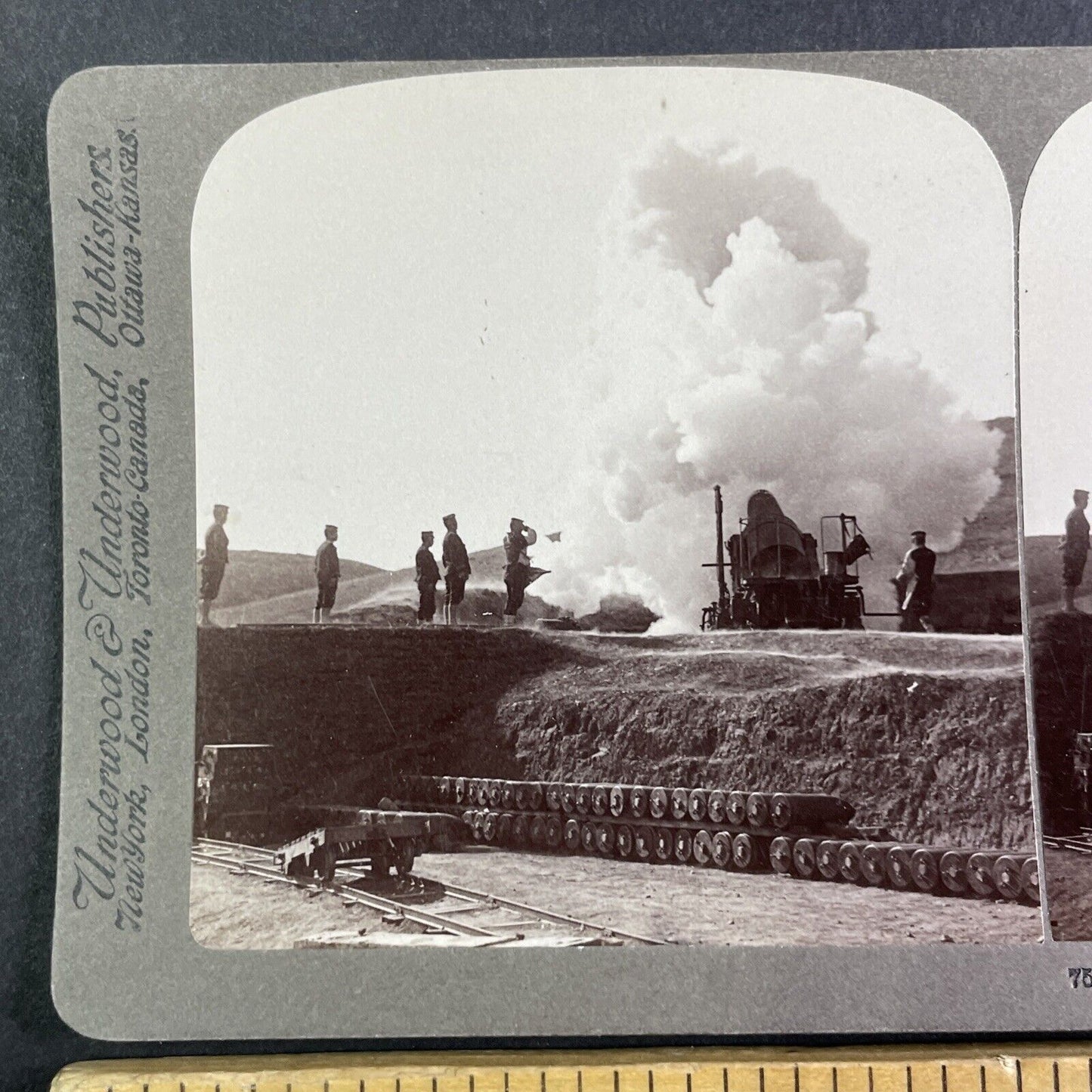 Heavy Japanese Artillery Gun Stereoview Russo-Sino War Antique c1905 X4149