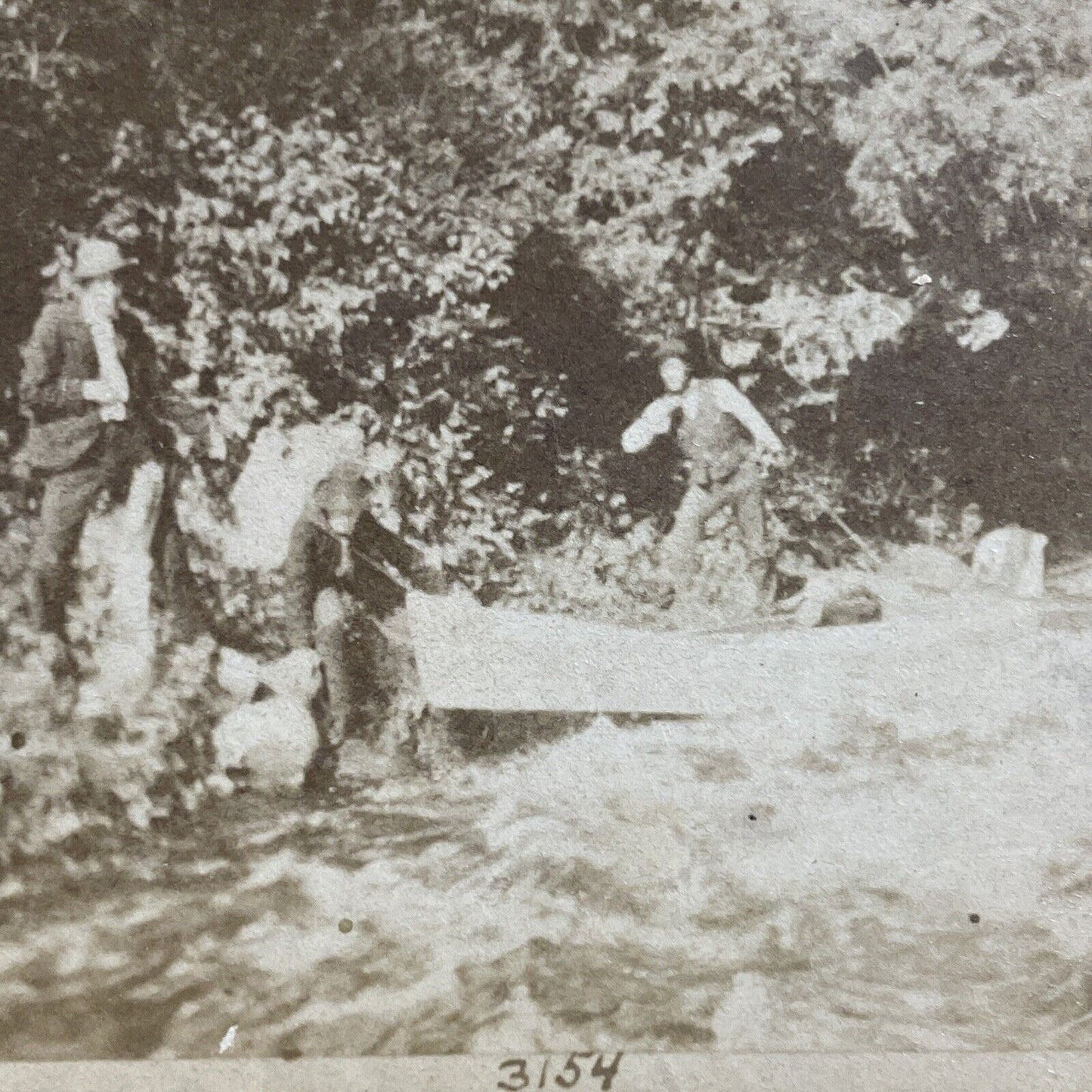 Antique 1880s Beaulieu River Falls NWT Canoeing Canoe Stereoview Photo Card 5024