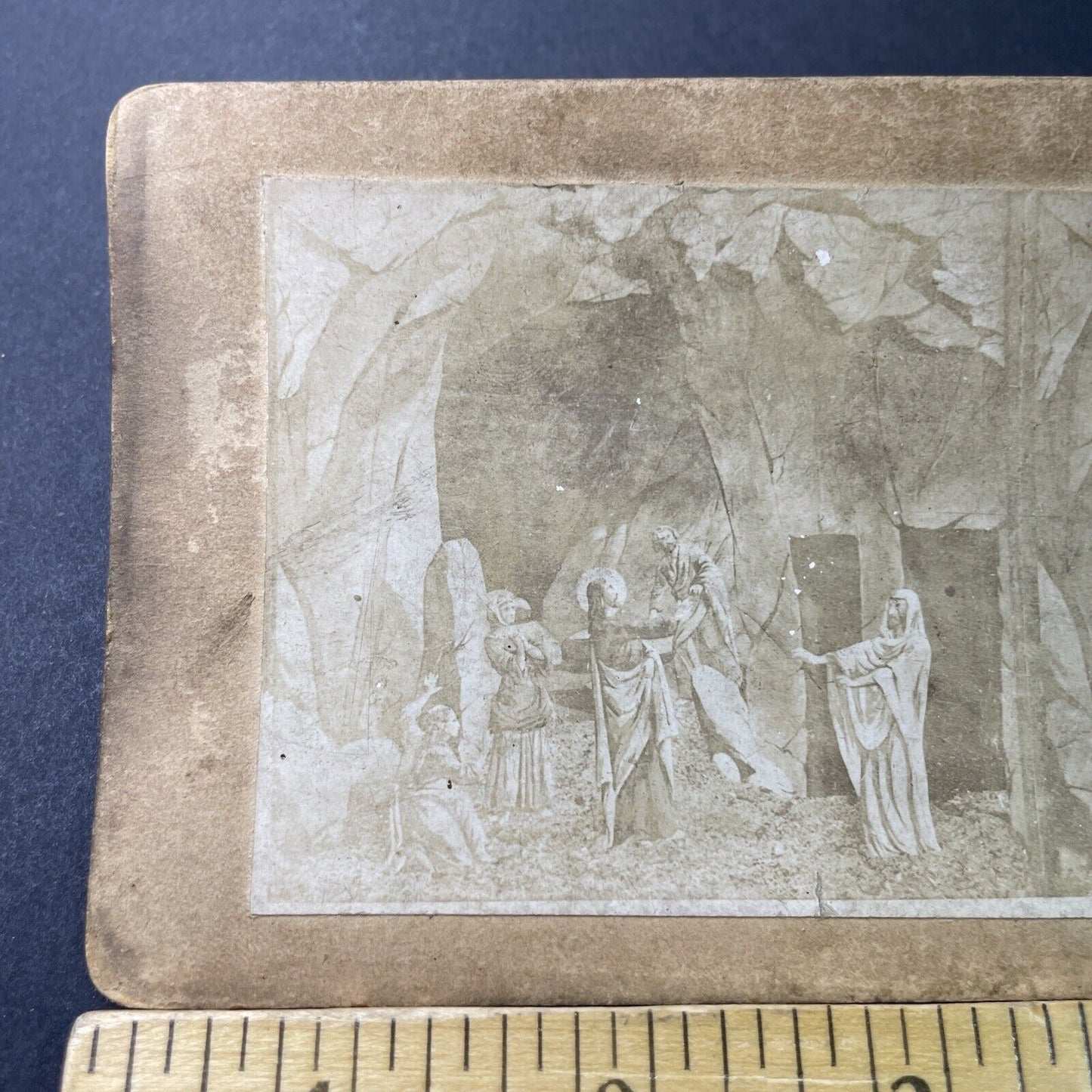 Antique 1860s Resurrection Of Jesus Of Lazarus Stereoview Photo Card P3408