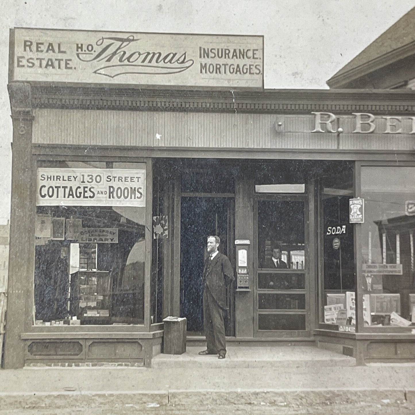 HO Thomas Real Estate Stereoview 130 Shirley St Winthrop MA Antique c1910 X2756