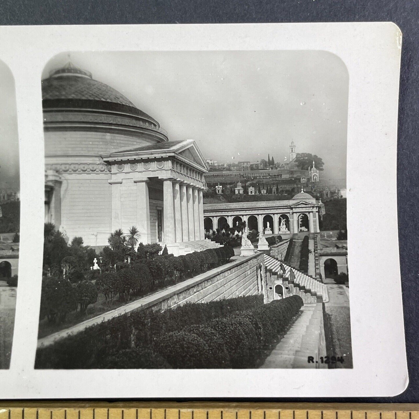 Monumental Cemetery of Staglieno Stereoview Original Albumen Photo c1860s Y2207