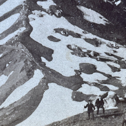 Antique 1897 Alpine Hikers On Mount Pilatus Summit Stereoview Photo Card P2378