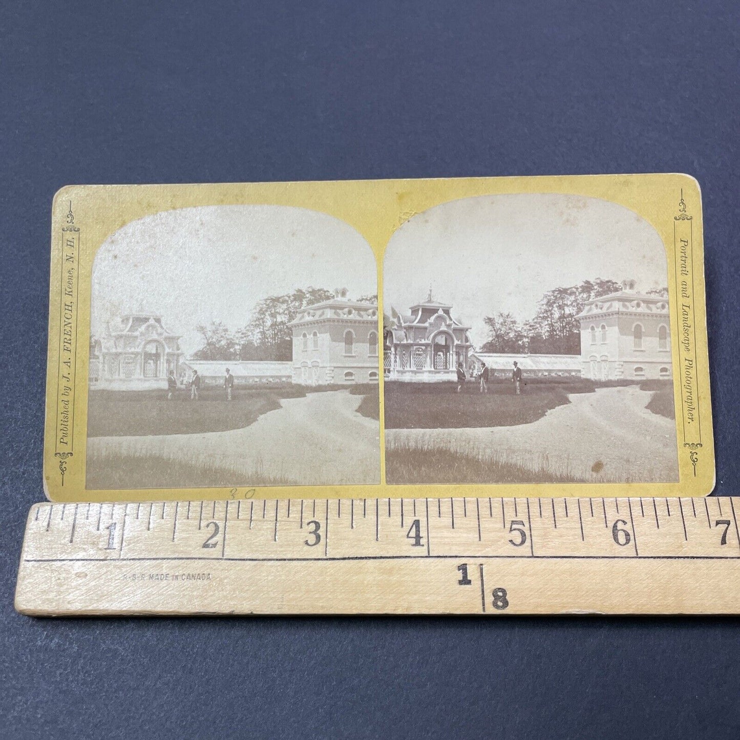 Antique 1874 JA French In Charlestown New Hampshire Stereoview Photo Card V2129