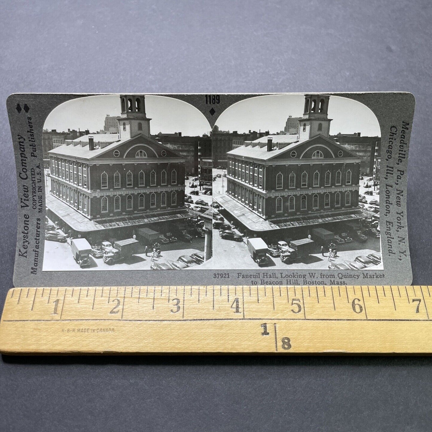 Antique 1920s Faneuil Hall Boston Massachusetts Stereoview Photo Card P2471