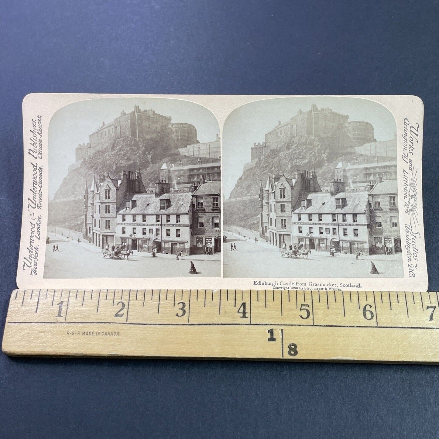 Antique 1896 Edinburgh Castle Grasmarket Scotland Stereoview Photo Card P3778