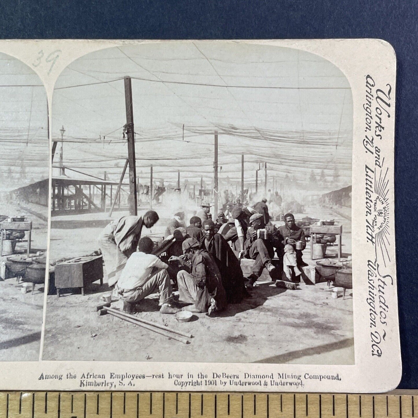 African DeBeers Diamond Miners Stereoview Real Photo Card Antique 1872 X831