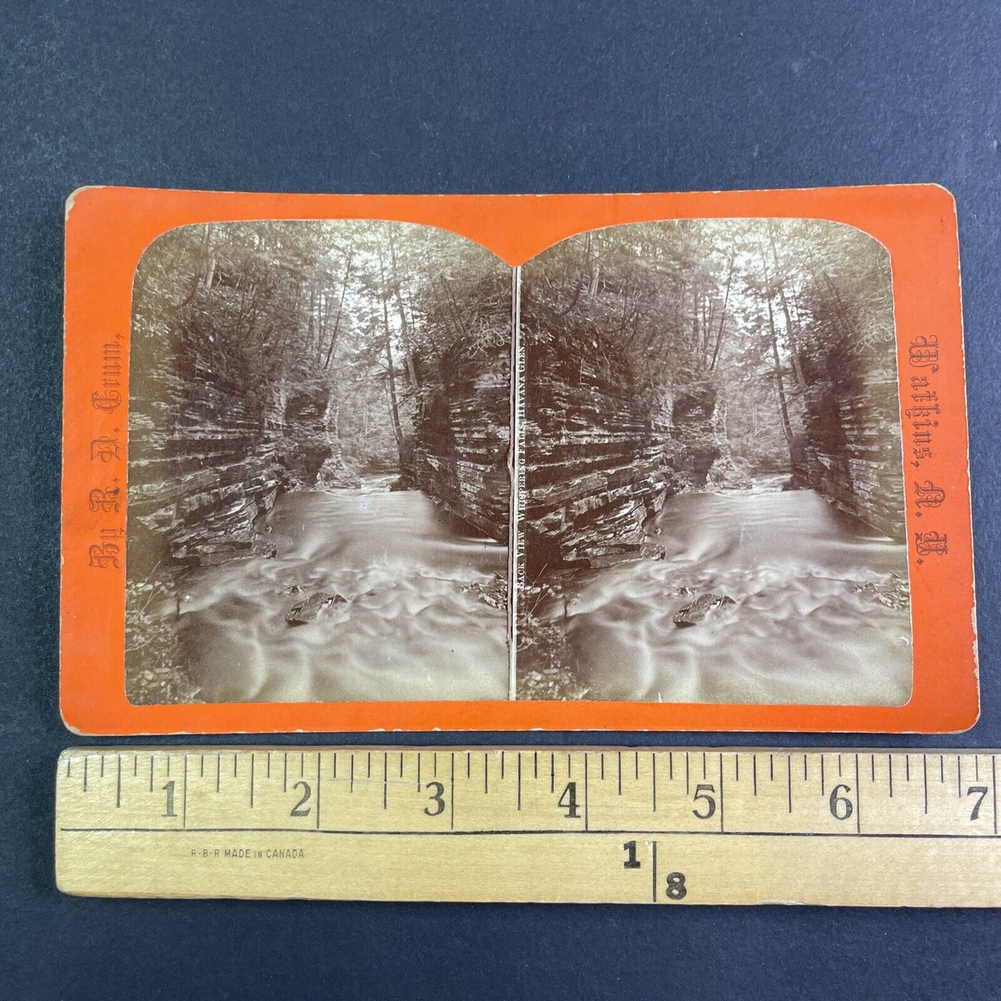 Whispering Falls Watkins Glen New York Stereoview R.D. Crum Antique c1870 Y1035