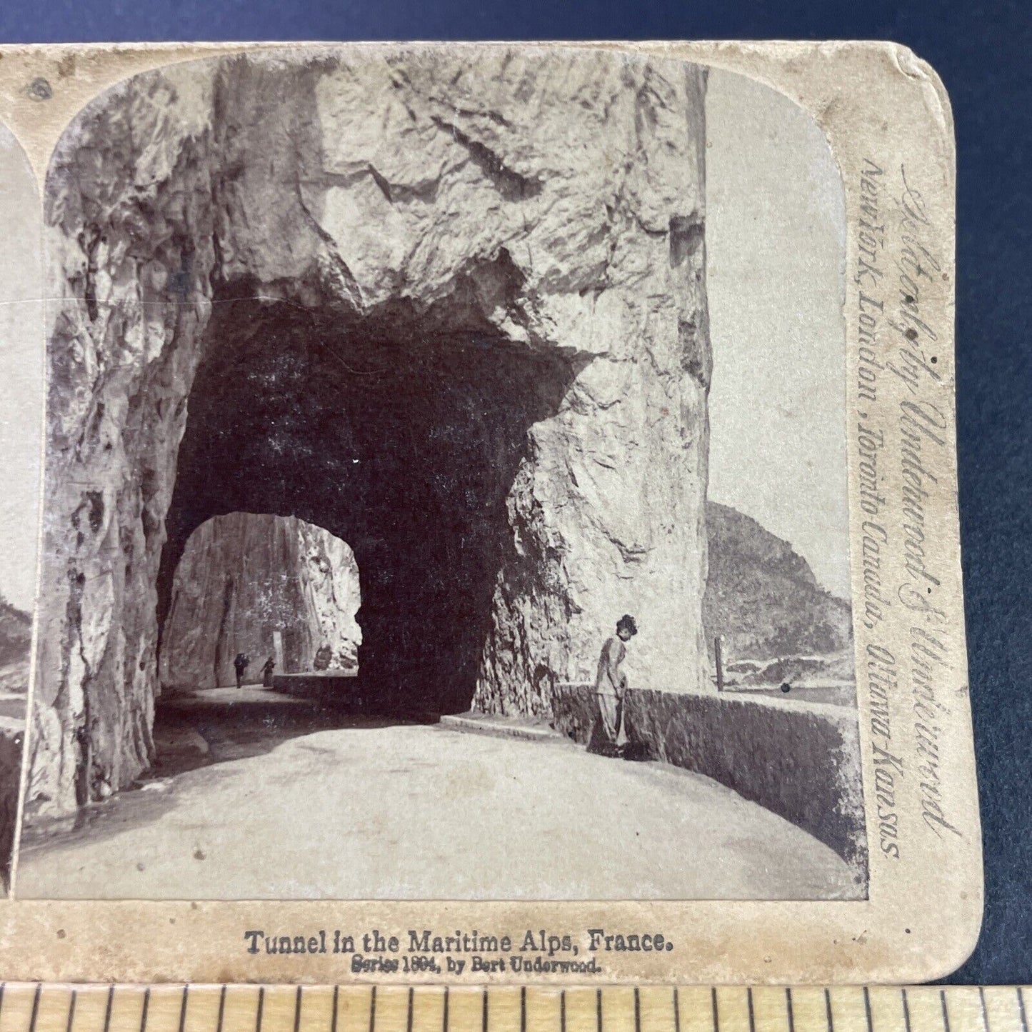 Antique 1894 Handmade Tunnel In French Alps Stereoview Photo Card P3782