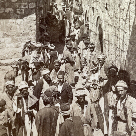 Antique 1900 Merchants In Rameh Palestine Stereoview Photo Card P1387