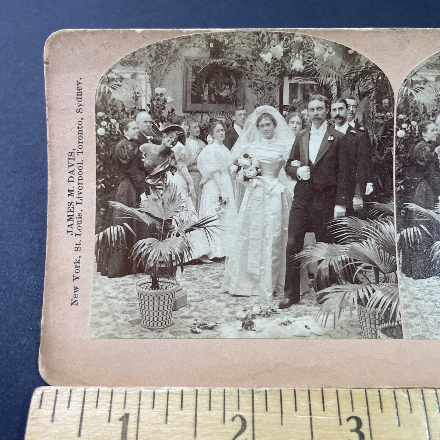 Antique 1897 Newlyweds Walk Down The Aisle Stereoview Photo Card P2955