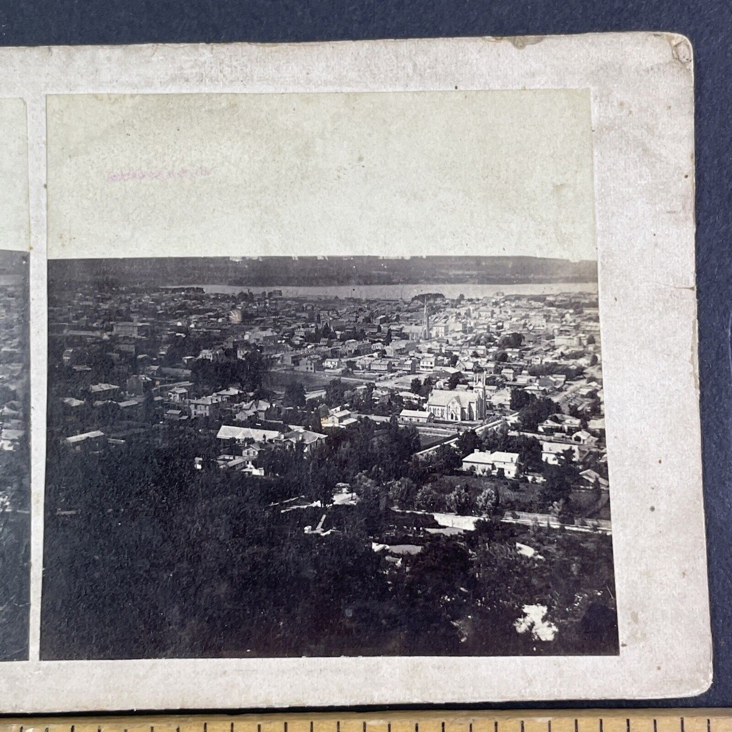 Hamilton Ontario From The Escarpment Stereoview City View Antique c1860s X4175