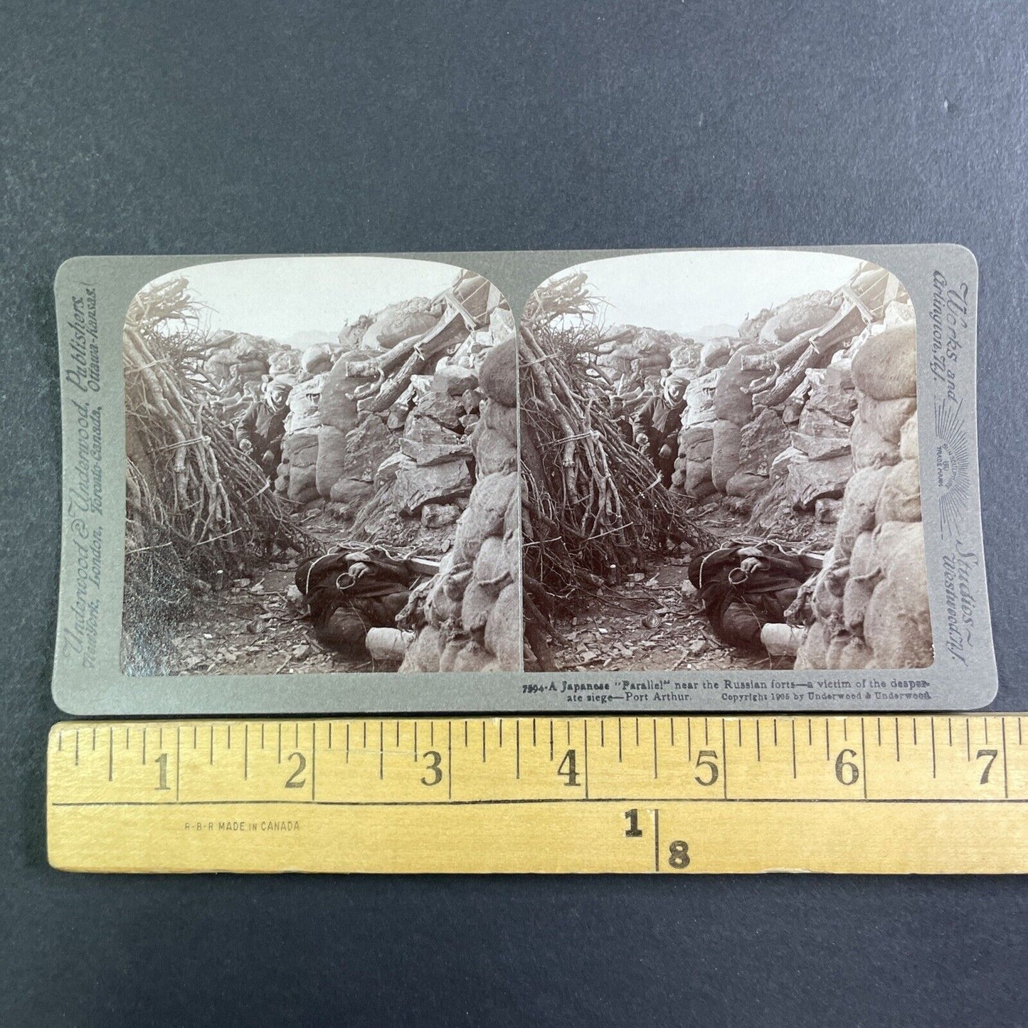 Japanese Trench Warfare Stereoview Russo-Sino War Antique c1905 X4194