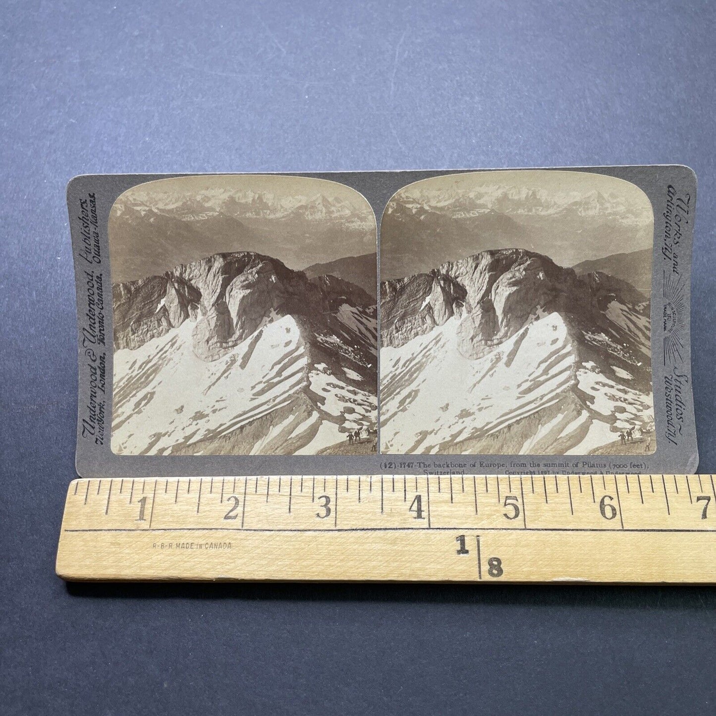 Antique 1897 Alpine Hikers On Mount Pilatus Summit Stereoview Photo Card P2378