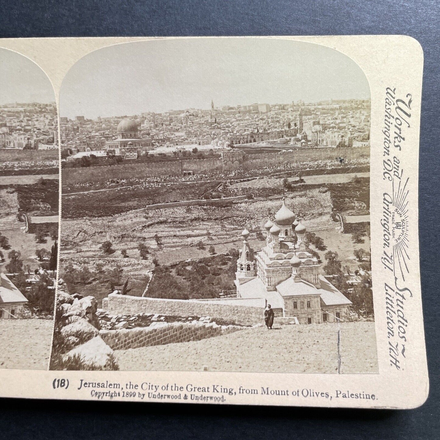 Antique 1899 Jerusalem Israel Palestine Skyline Stereoview Photo Card P1380