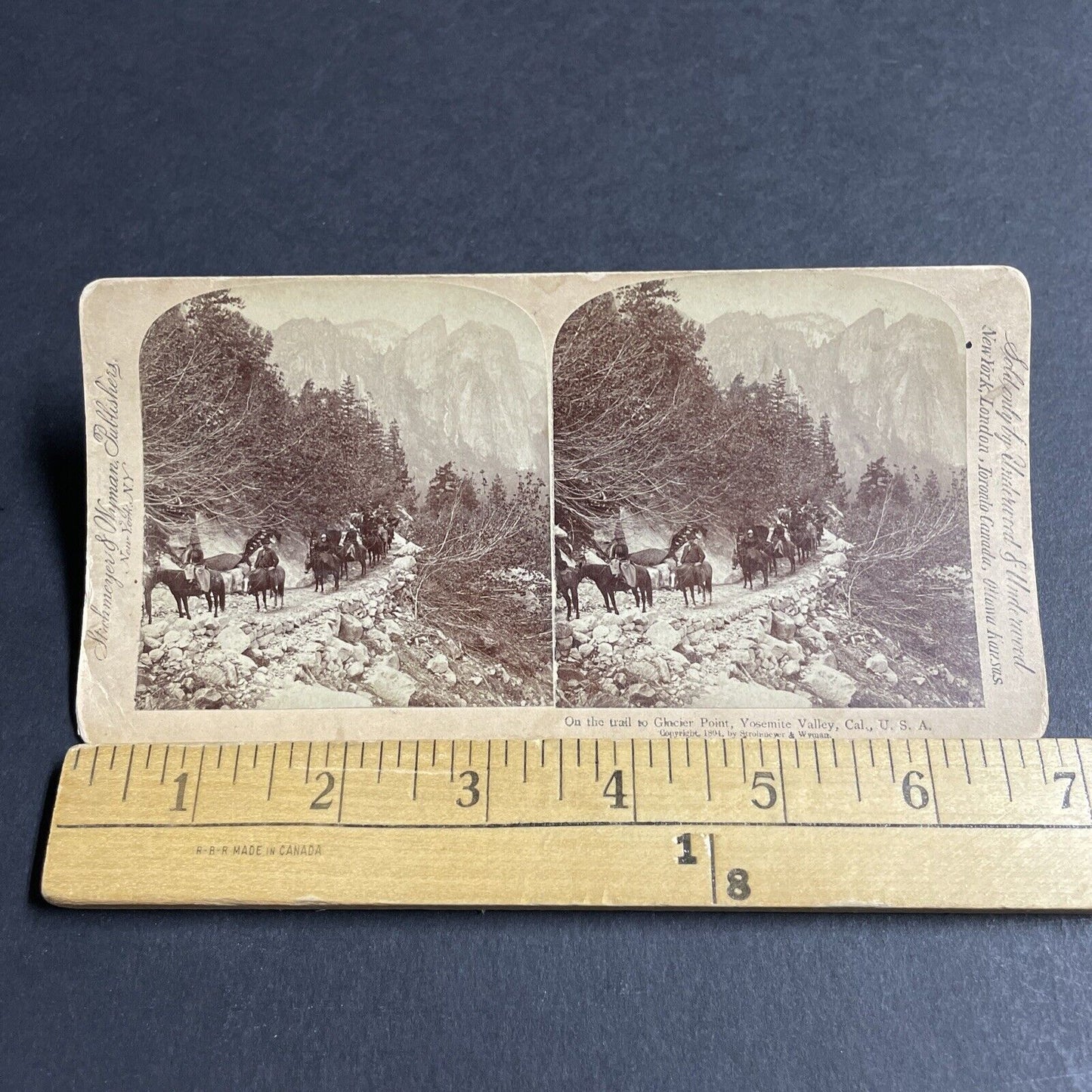 Antique 1894 Horseback To Glacier Point Yosemite CA Stereoview Photo Card P4366