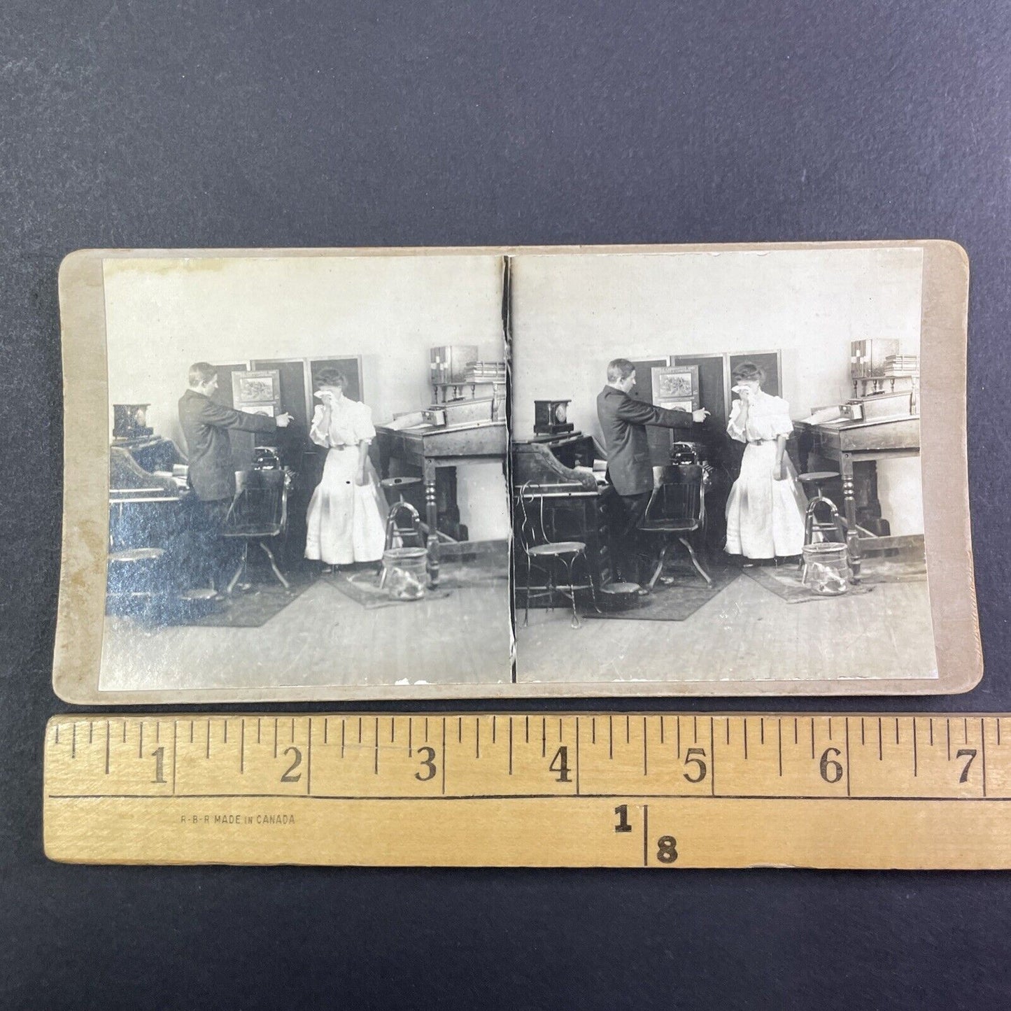 Title Guarantee & Trust Company Secretary Fired Stereoview Antique c1910s Y1315