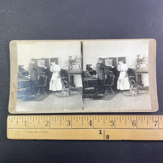 Title Guarantee & Trust Company Secretary Fired Stereoview Antique c1910s Y1315