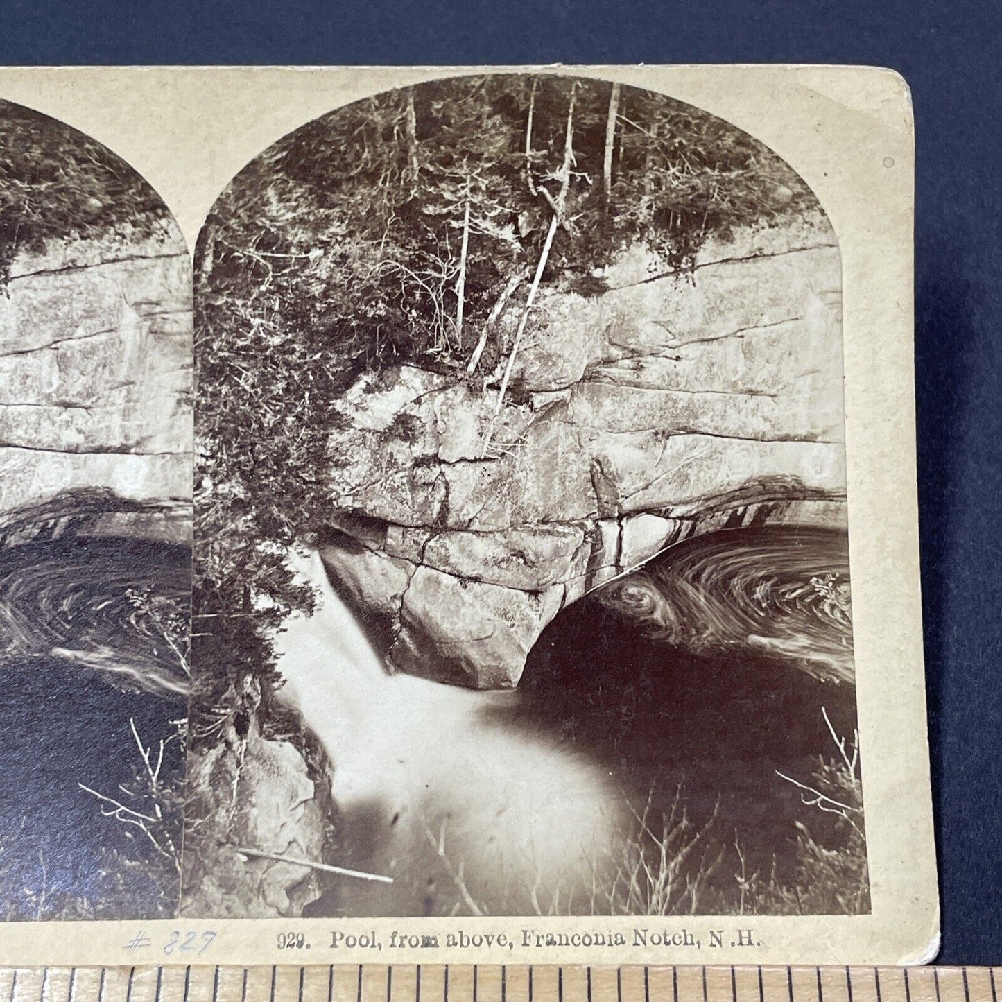 Antique 1871 Franconia Notch Whirlpool New Hampshire Stereoview Photo Card V1890