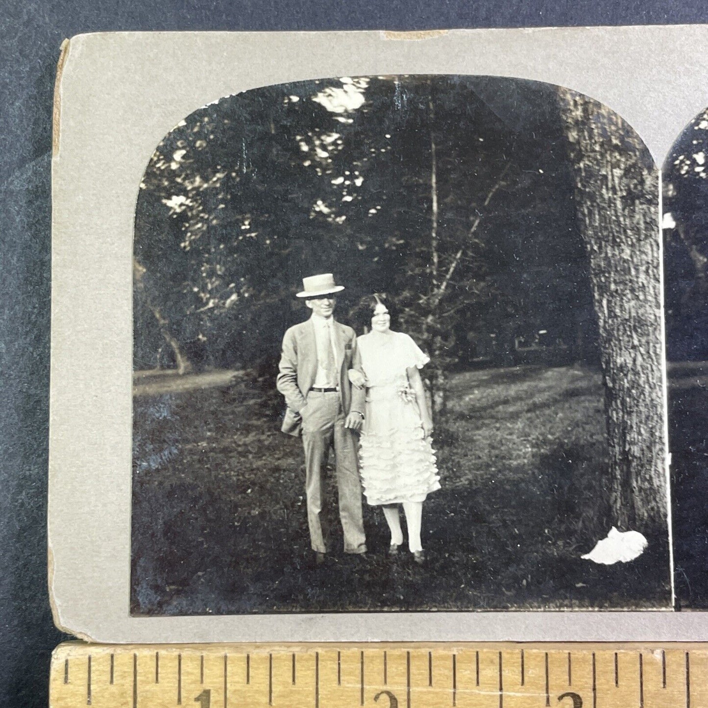 Young Couple In Rochester Minnesota Stereoview Antique c1910 X1591