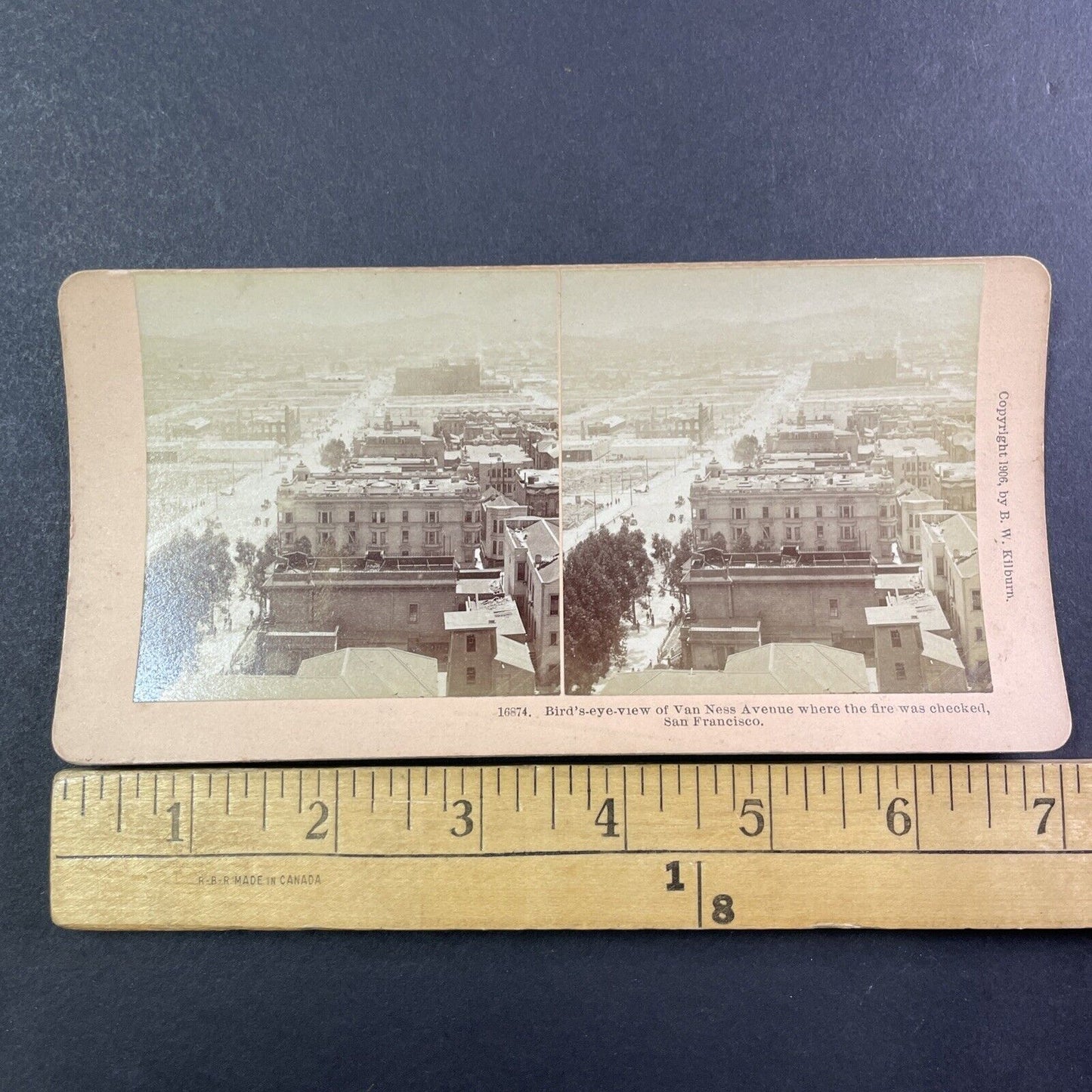 San Francisco Earthquake Van Ness Avenue Stereoview Photo Card Antique 1906 X819