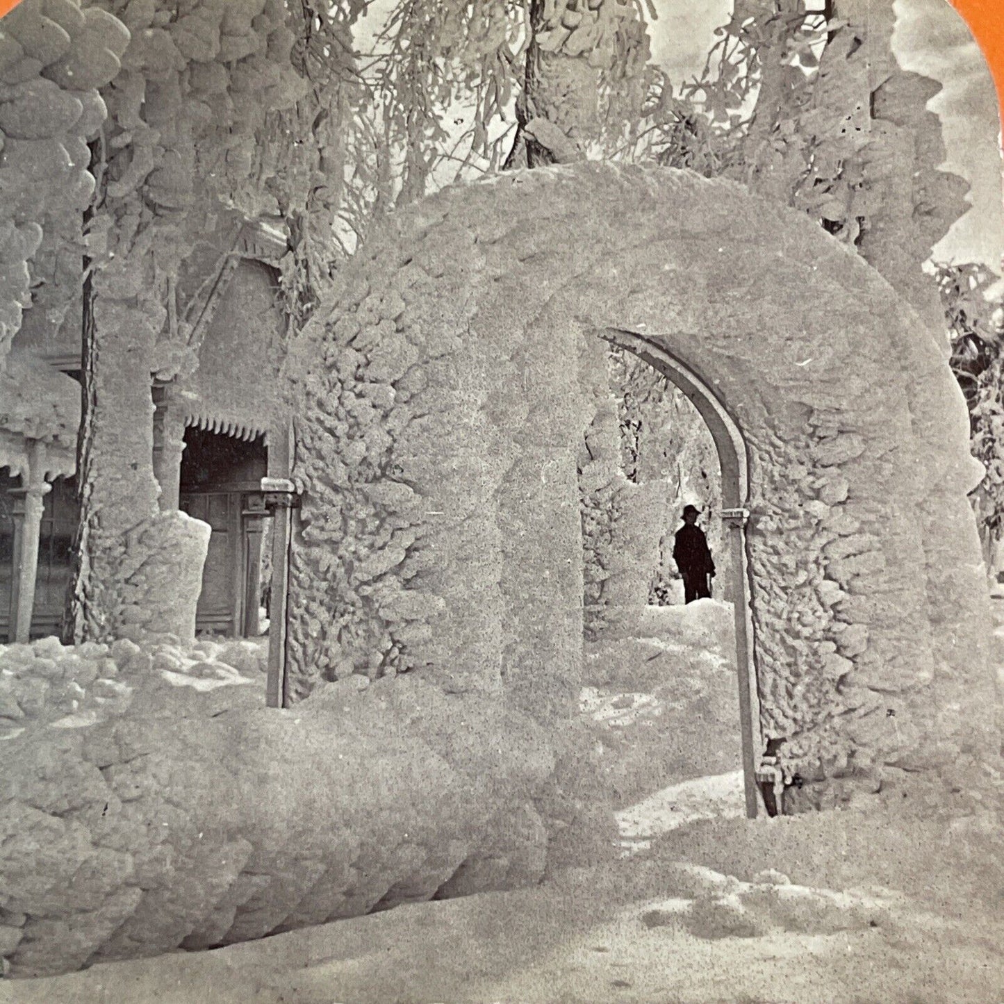 Ice Arch Niagara Falls New York Stereoview George Barker Antique c1875 Y1734