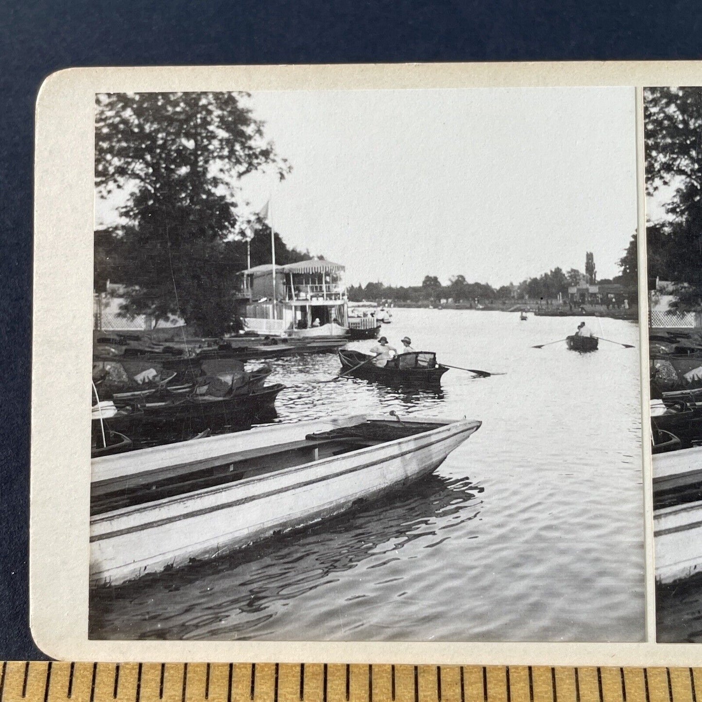 Antique 1925 Wealthy American Girls Boat Italy OOAK Stereoview Photo Card P3235