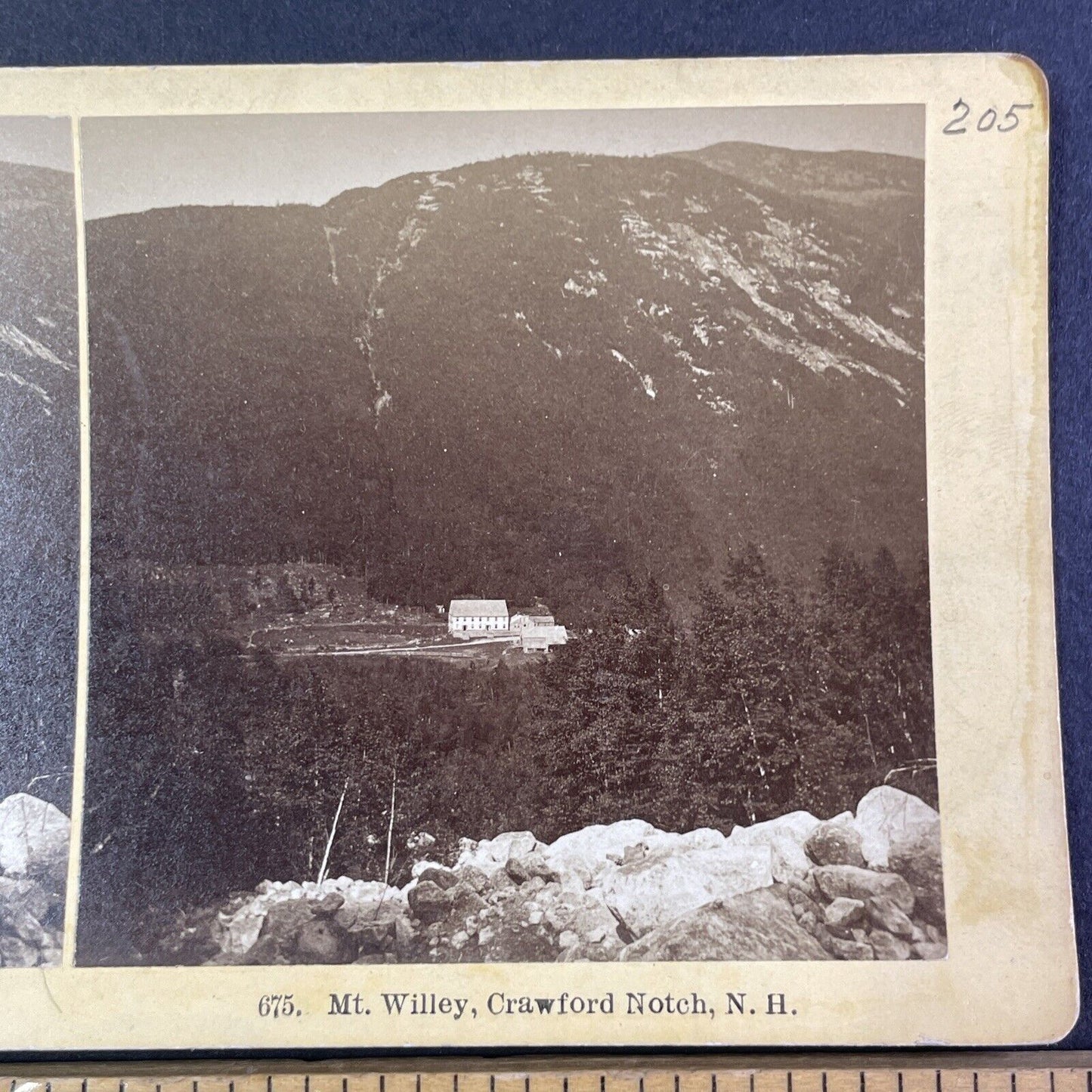 Willey House Crawford Notch New Hampshire Stereoview Antique c1870s Y2155