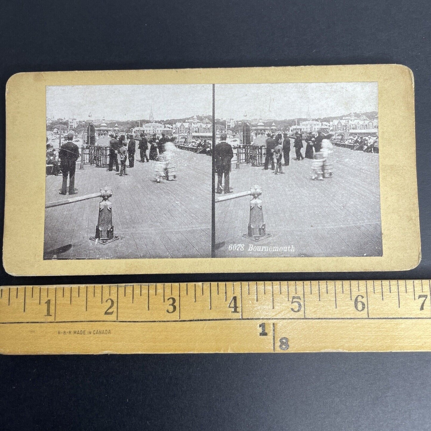 Antique 1870's Bournemouth Beach England UK Stereoview Photo Card PC831