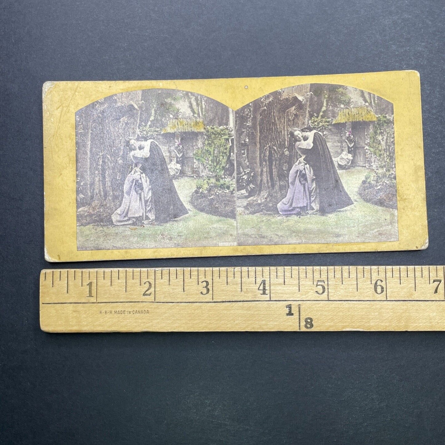 Antique 1860s Man Seduces Woman In Garden Stereoview Photo Card P1154