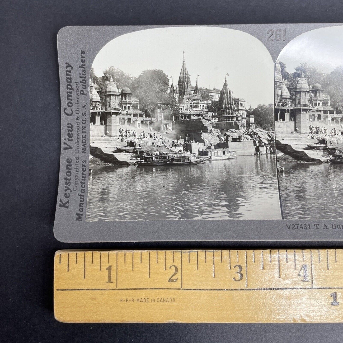 Antique 1908 Burning The Dead On Ganges River India Stereoview Photo Card P914