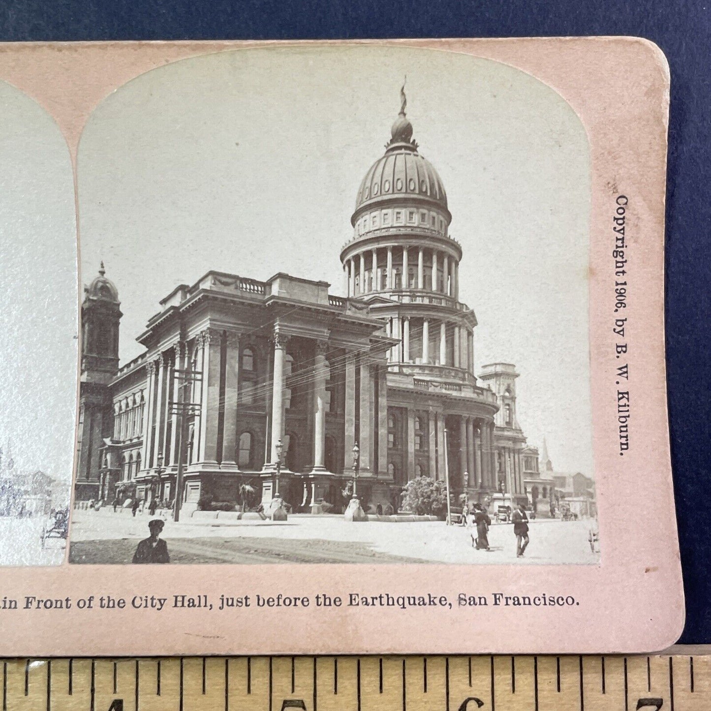 San Francisco City Hall Larkin Street Stereoview Photo Card Antique 1906 X807