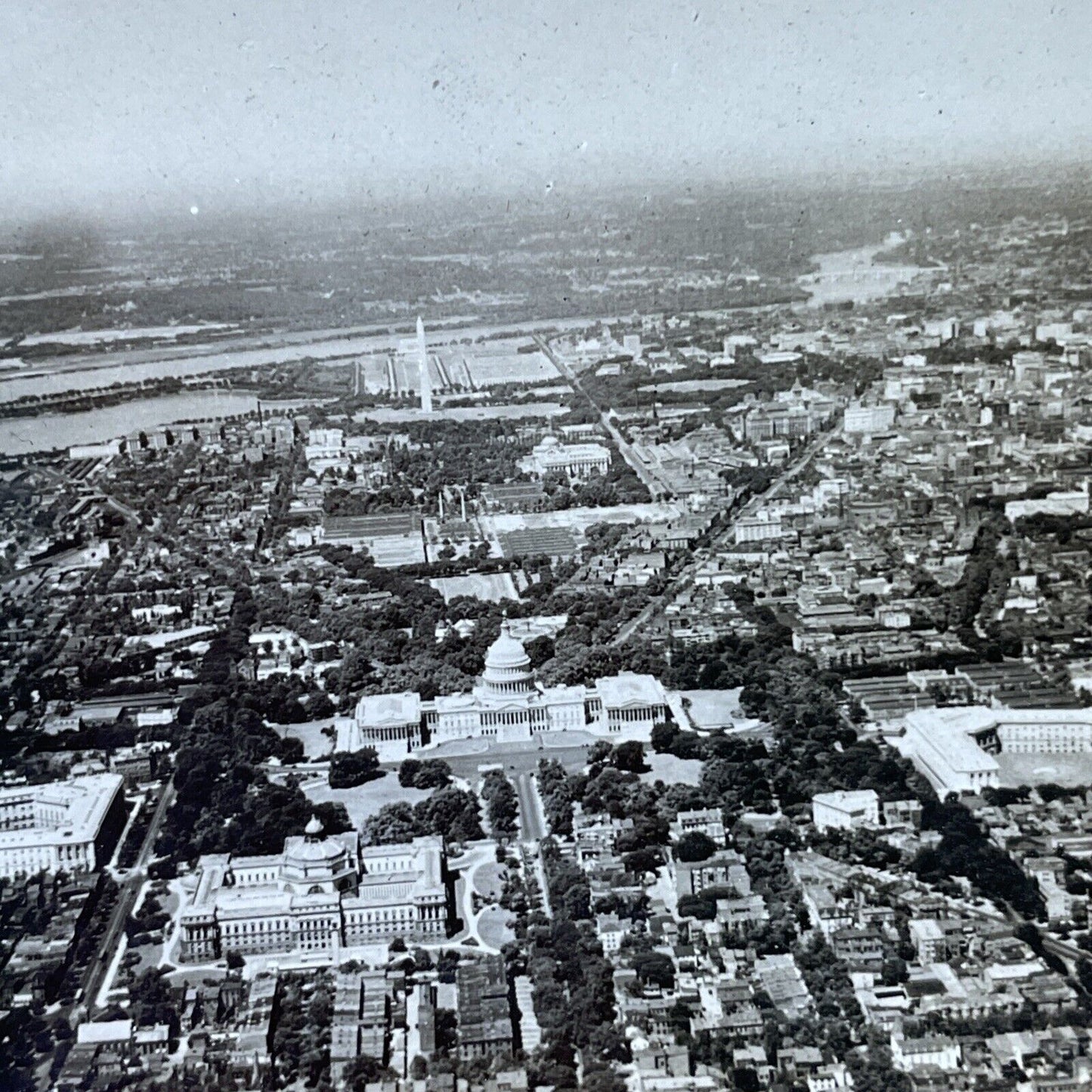 Antique 1920 Washington DC City Aerial View Stereoview Photo Card P2804