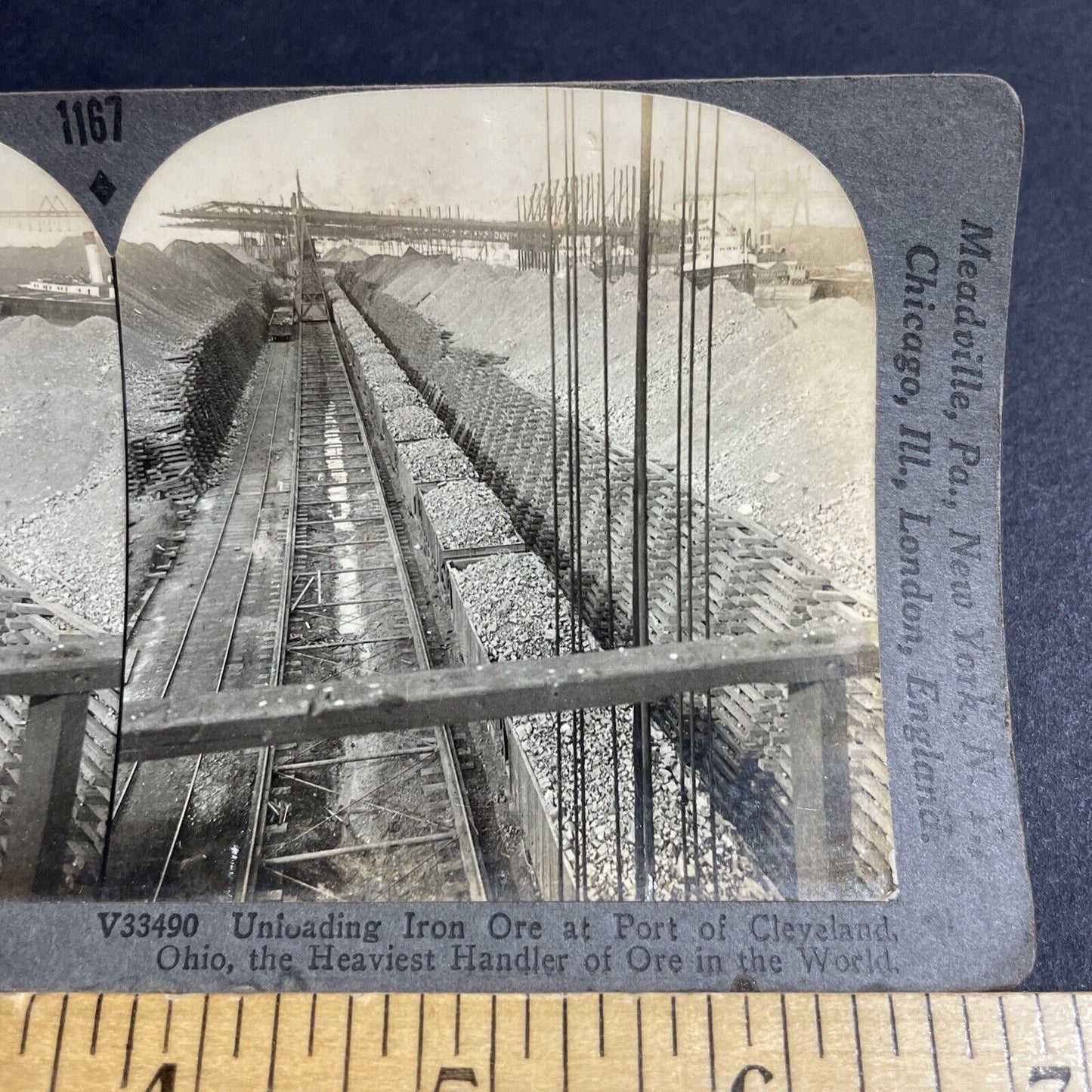 Antique 1920s A Train Loaded With Iron Ore Cleveland Stereoview Photo Card P4919