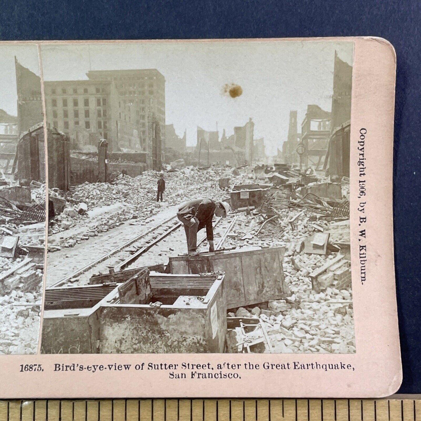 San Francisco Earthquake Vault Thieves Stereoview Photo Card Antique 1906 X818