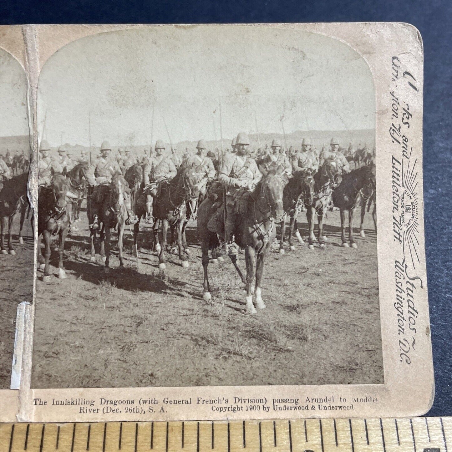 Antique 1900 Boer War Dragoons Cavalry South Africa Stereoview Photo Card P5542