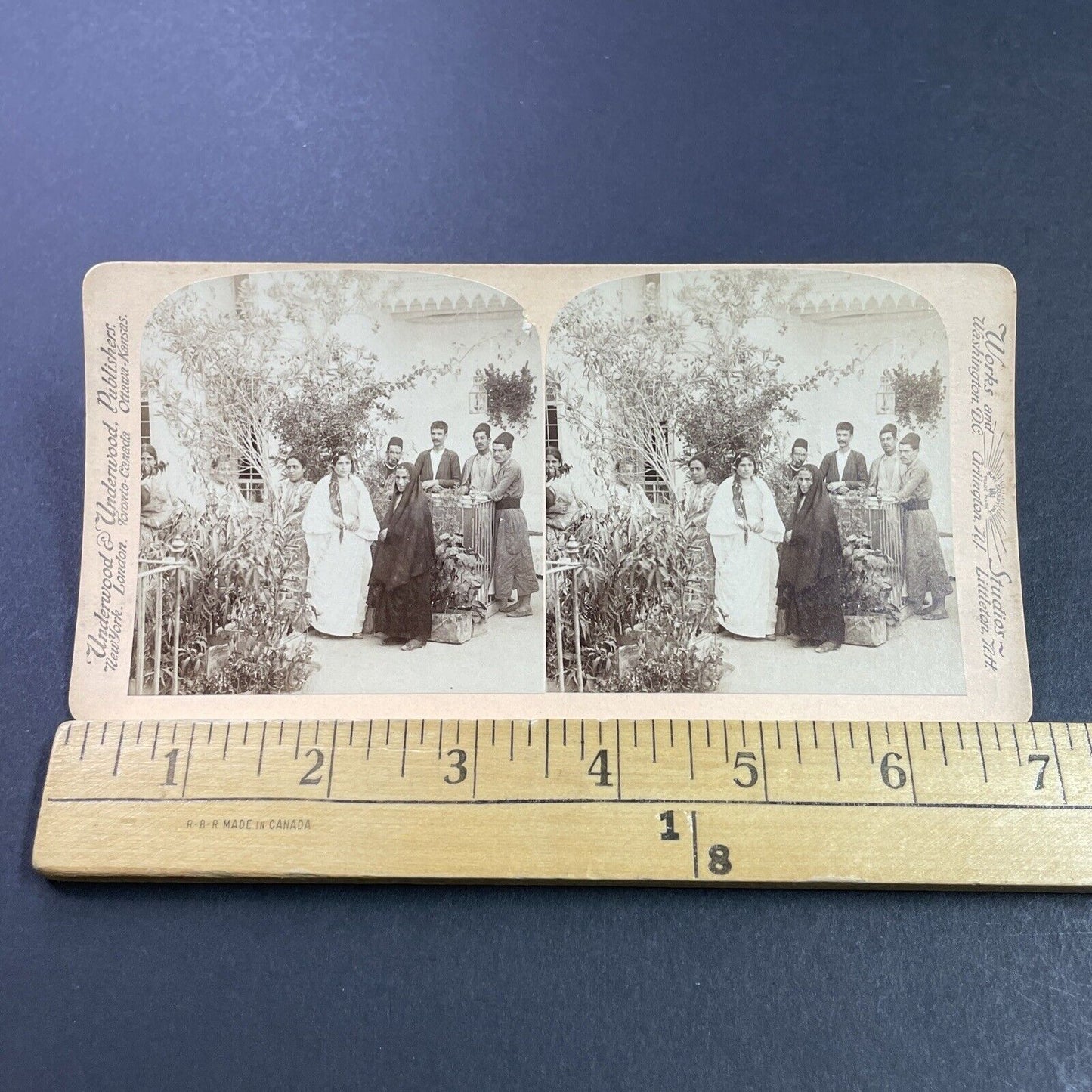 Antique 1890s Kurdish Family Northern Iraq Stereoview Photo Card P3873