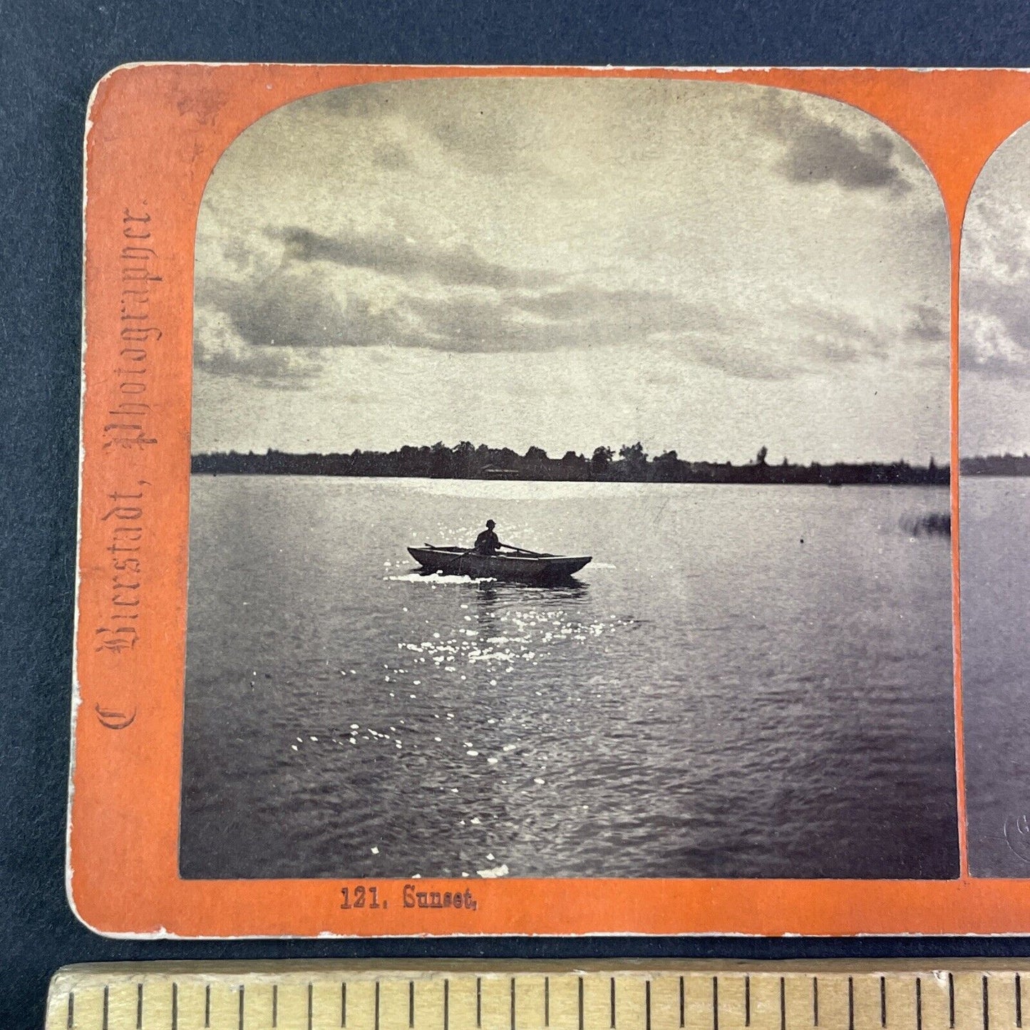 Rowboat Near Navy Island Chippawa Ontario Stereoview C. Bierstadt c1870s Y2126