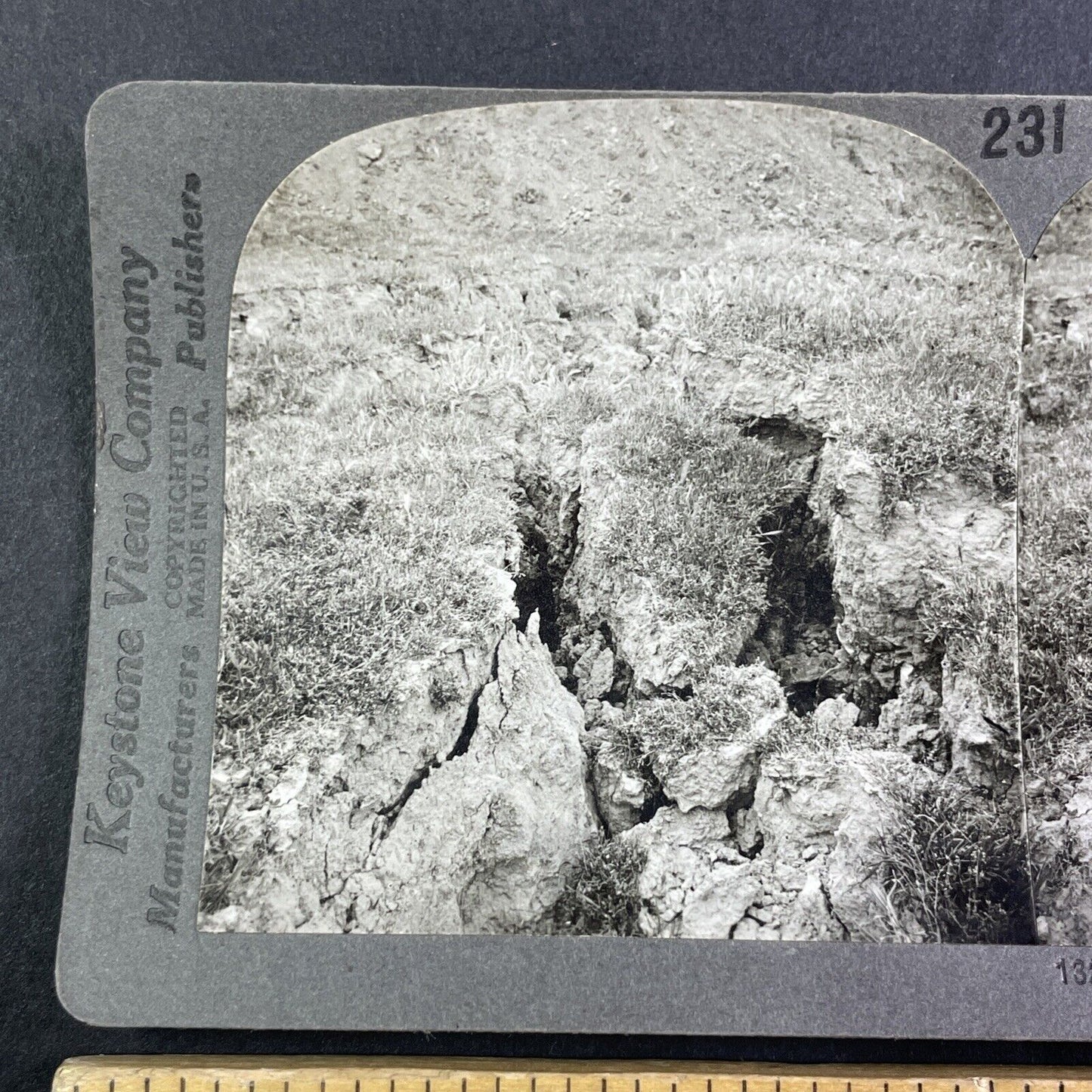 Earthquake Fissure Sobrante Hills Stereoview Berkeley California c1909 Y2755