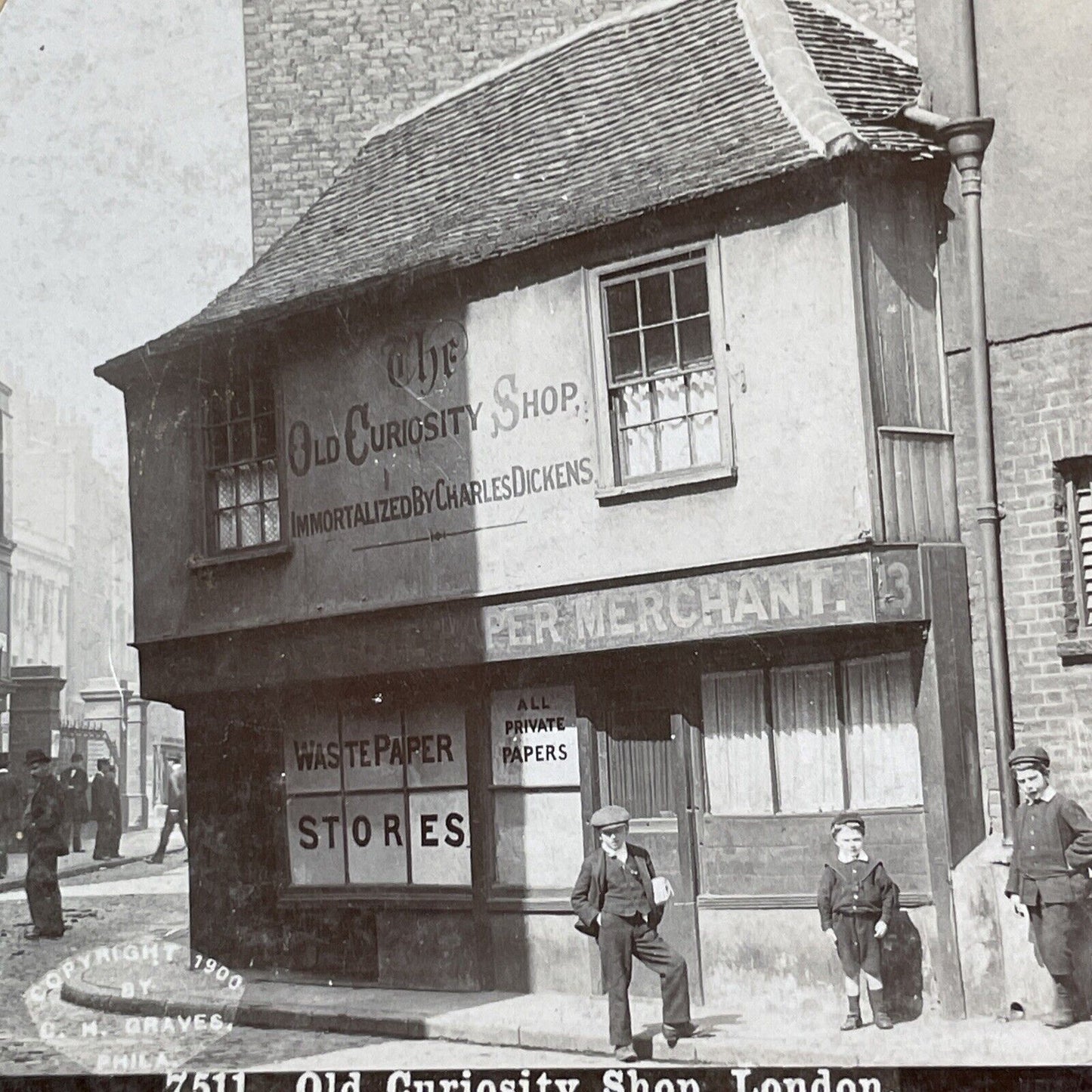 Charles Dickens Old Curiosity Shop Stereoview London UK Antique c1900 X2852