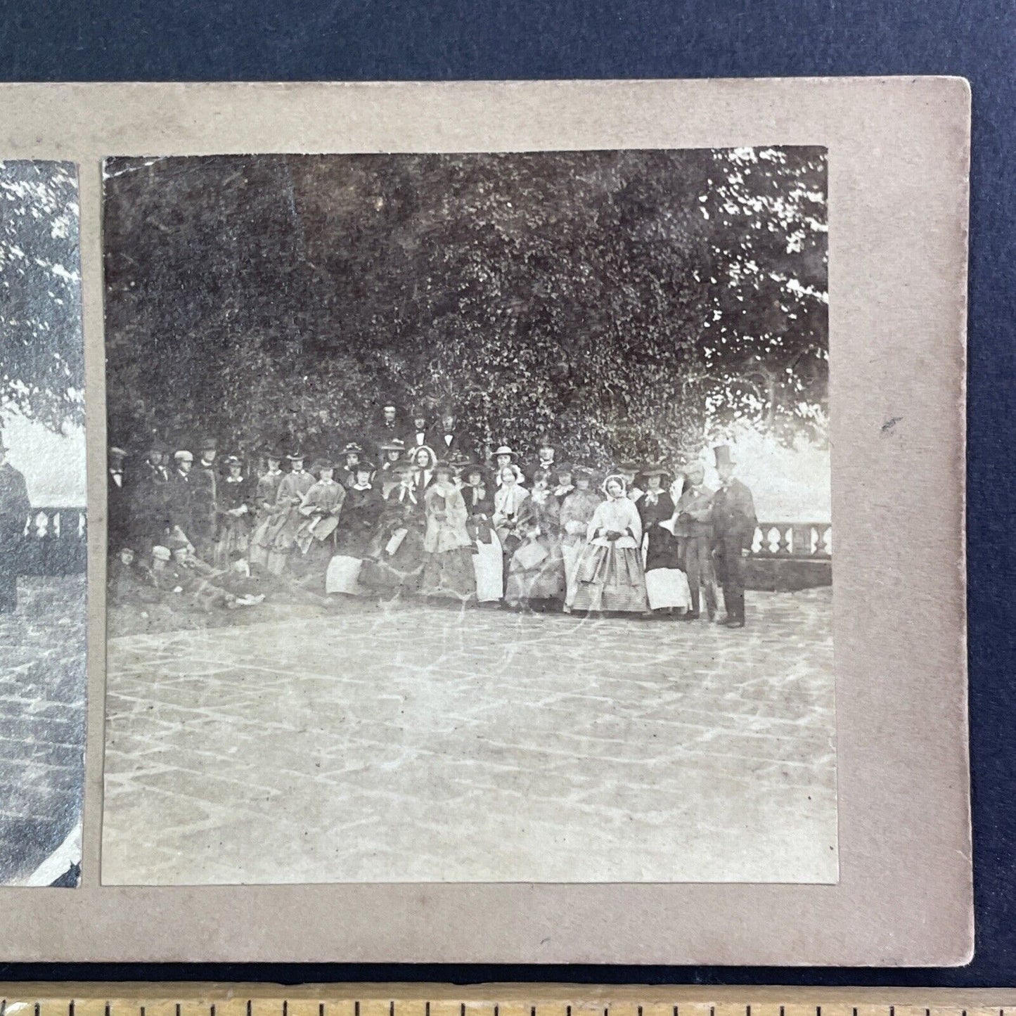 Very Early Photo of Wealthy Elites Stereoview Salt Print Antique c1850 Y468