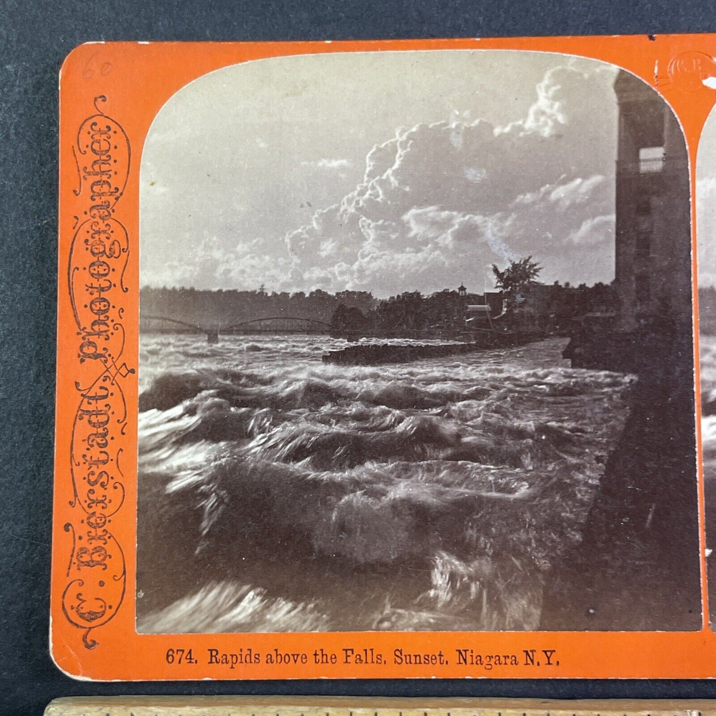 Niagara Falls Upper Rapids Ontario Stereoview Charles Bierstadt c1870s Y2235