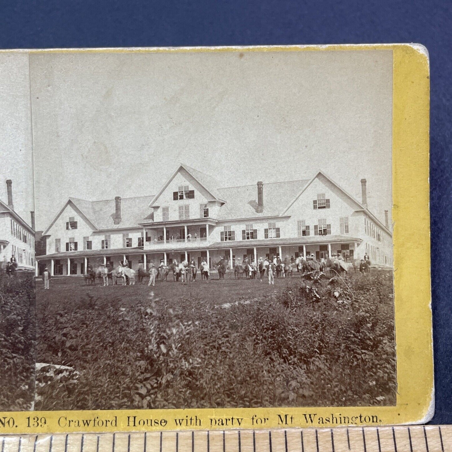 Antique 1870s Crawford House Outdoor Party NH Stereoview Photo Card V1992