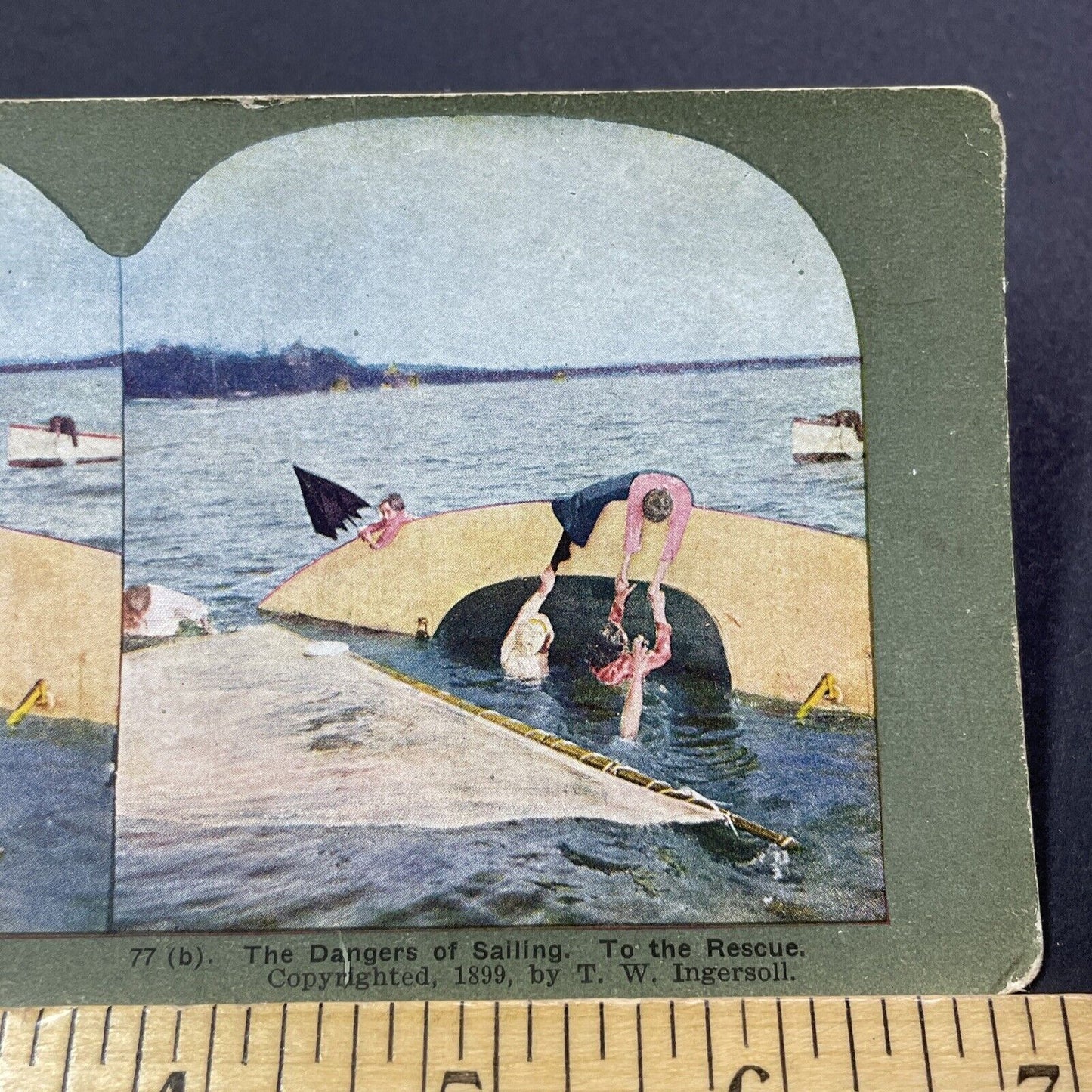 Antique 1899 Sailing Accident Aldershot Ontario Stereoview Photo Card V3340