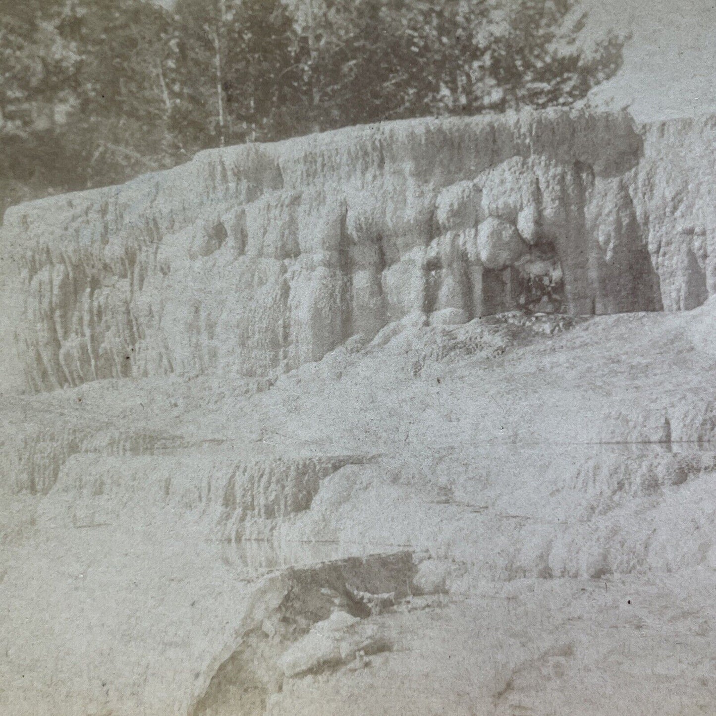 Antique 1880s Mammoth Hot Springs Terrace Stereoview Photo Card V3415